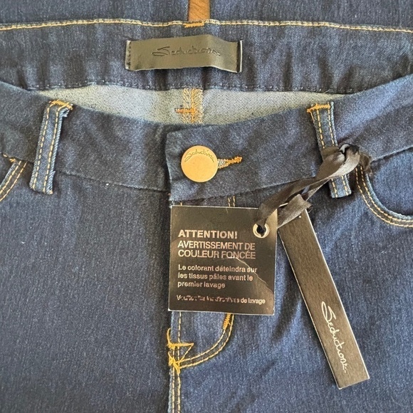 New old stock vintage Y2K Seductions dark wash wide leg jeans size 7 32" inseam - Picture 9 of 15